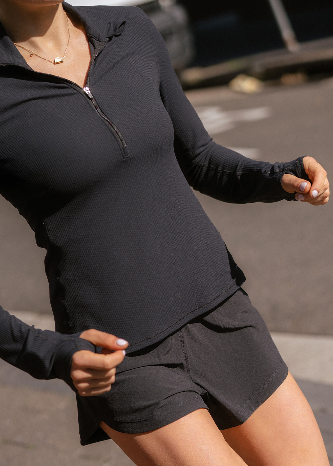 Ribbed Cardio Long Sleeve 1/2 Zip